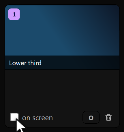 The on-screen toggle on a card