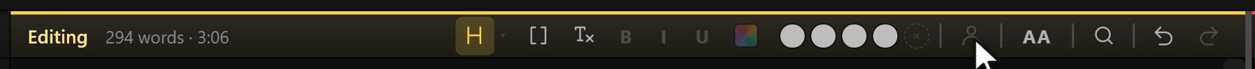 The editing header: the tool keys grouped by what they act on