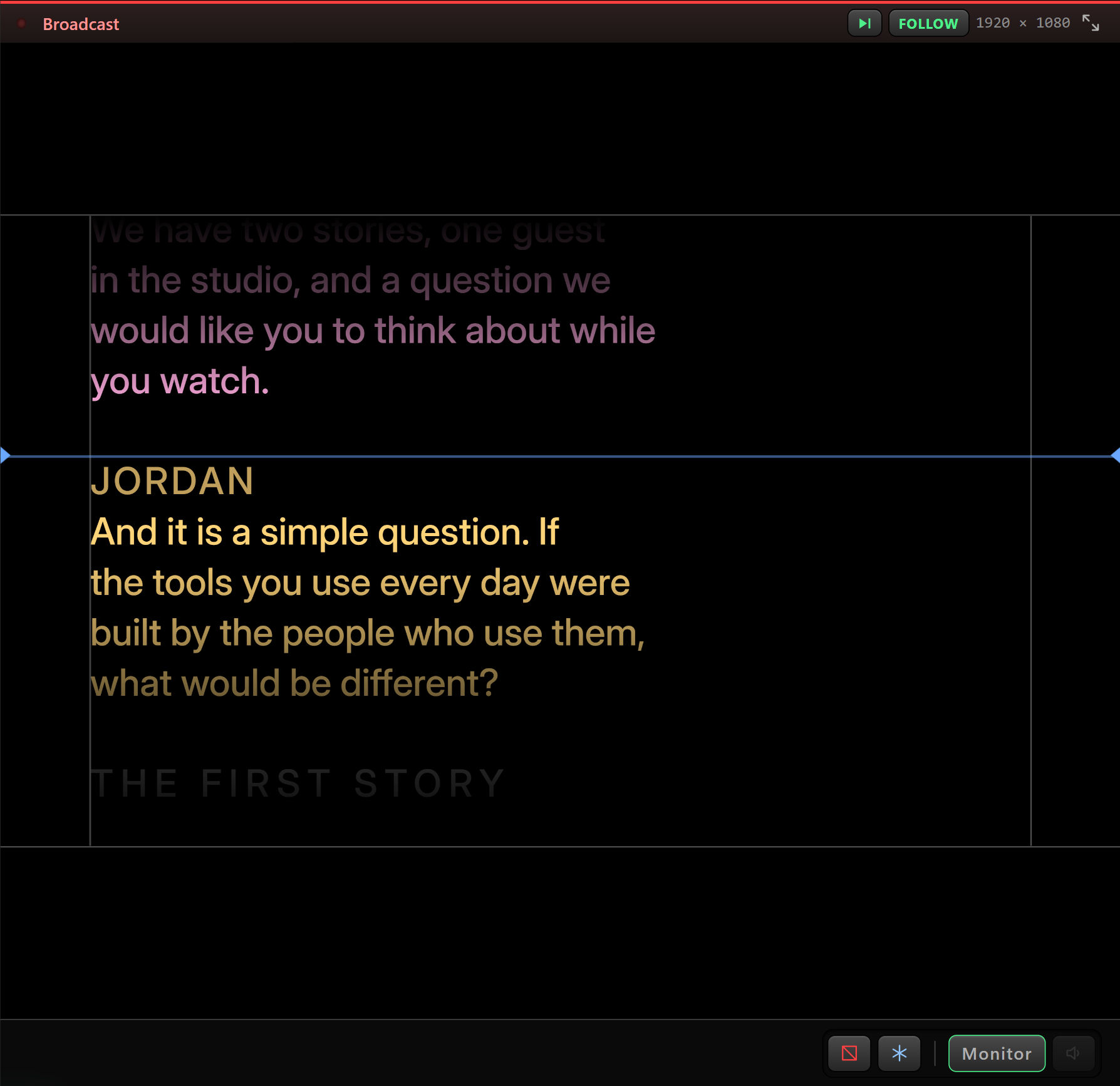 The presenter's screen, at its real output resolution