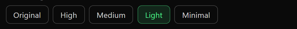 The video weight profiles: Original to Minimal