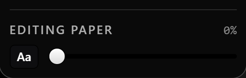The editing paper slider with its live swatch