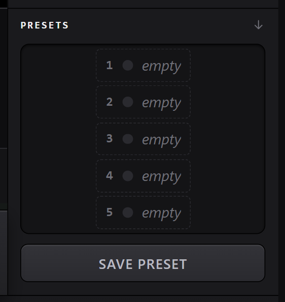 The eight preset slots
